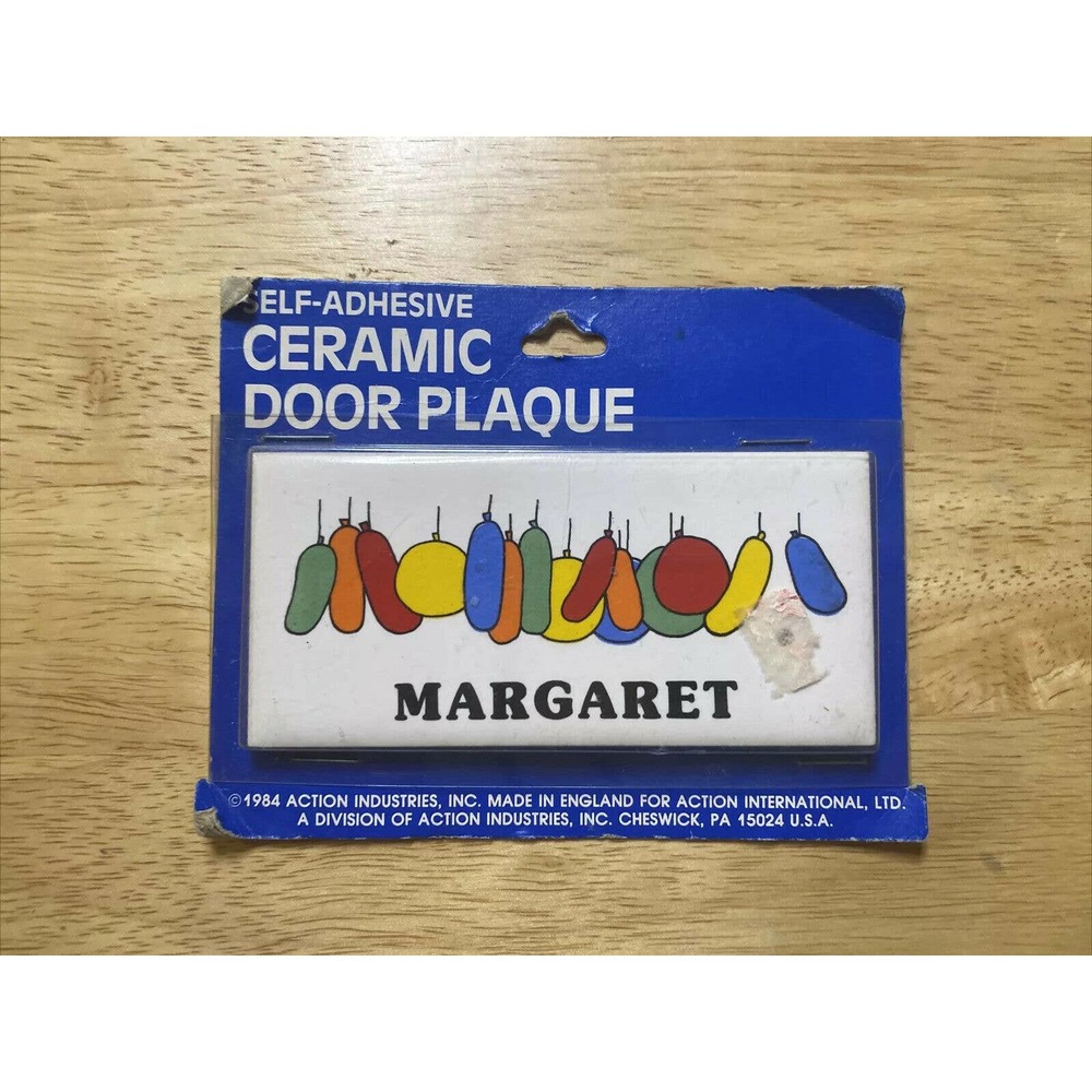 Vintage Retro Margaret With Balloons Dead Stock Ceramic Door Name Wall Sign New